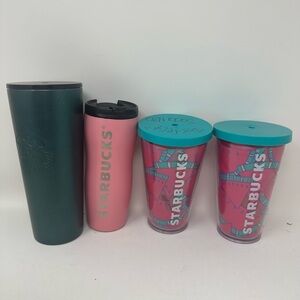 Starbucks Dark Green and Pink Tumbler Set